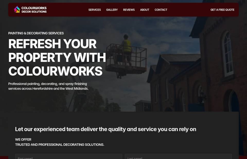 Colourworks Decor Solutions website on desktop