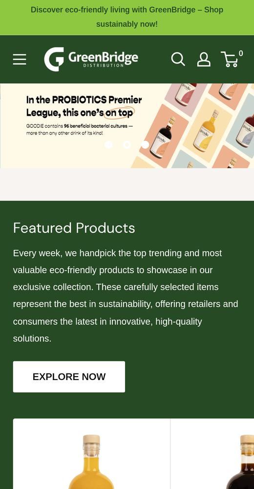 Greenbridge Distribution website on mobile