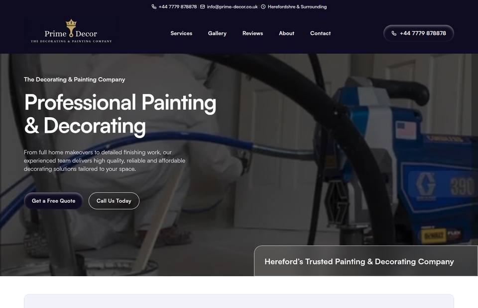 Prime Decor website on desktop